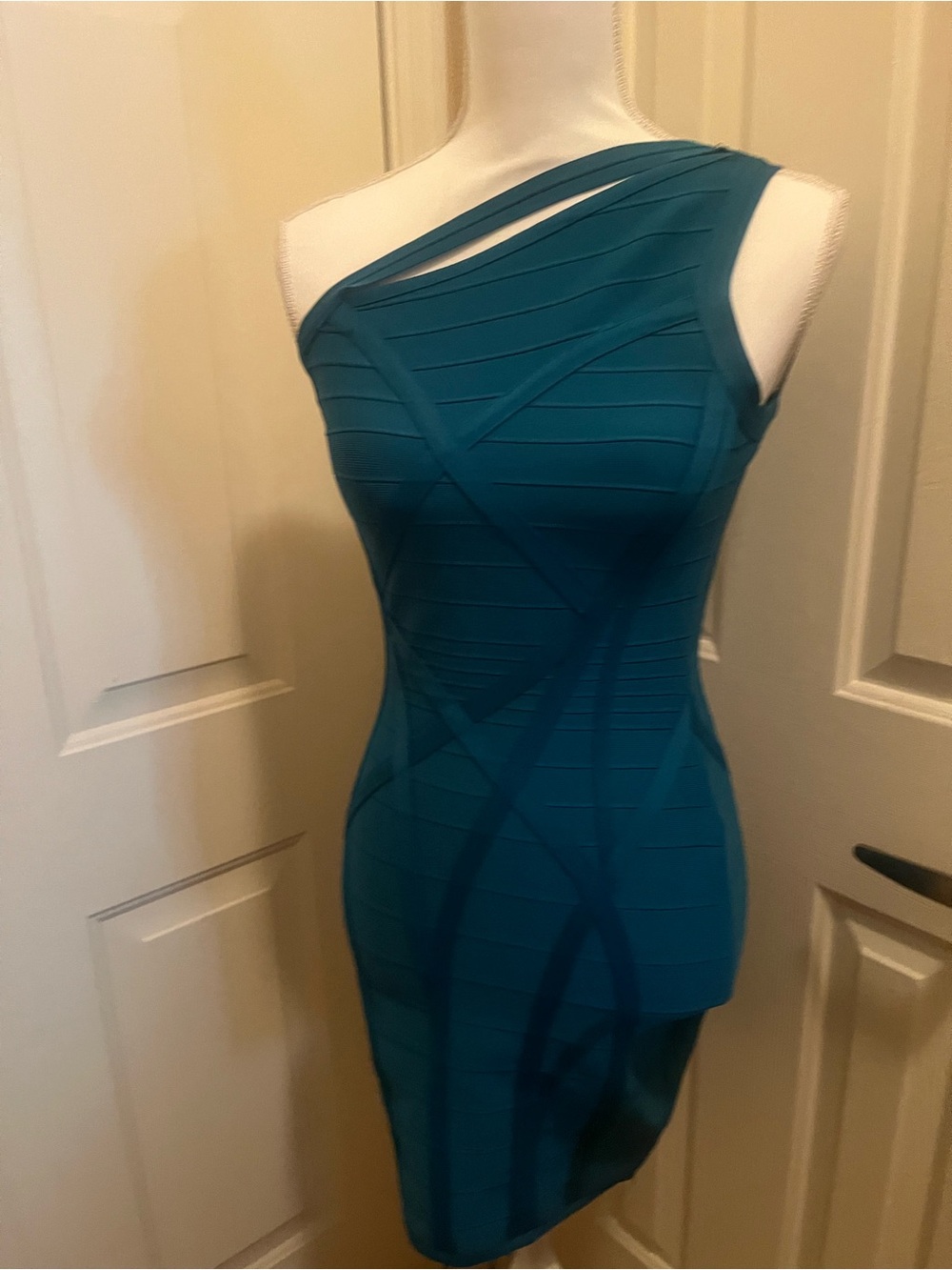 Teal One-Shoulder Bodycon Dress